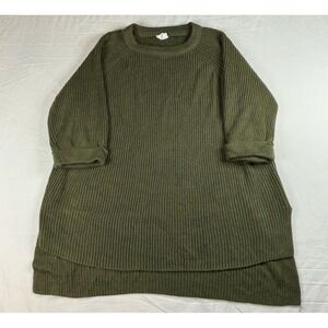 Mote Women's Pullover Sweater Green 3/4 Sleeve Jewel Neck Knit Loose Fit M New